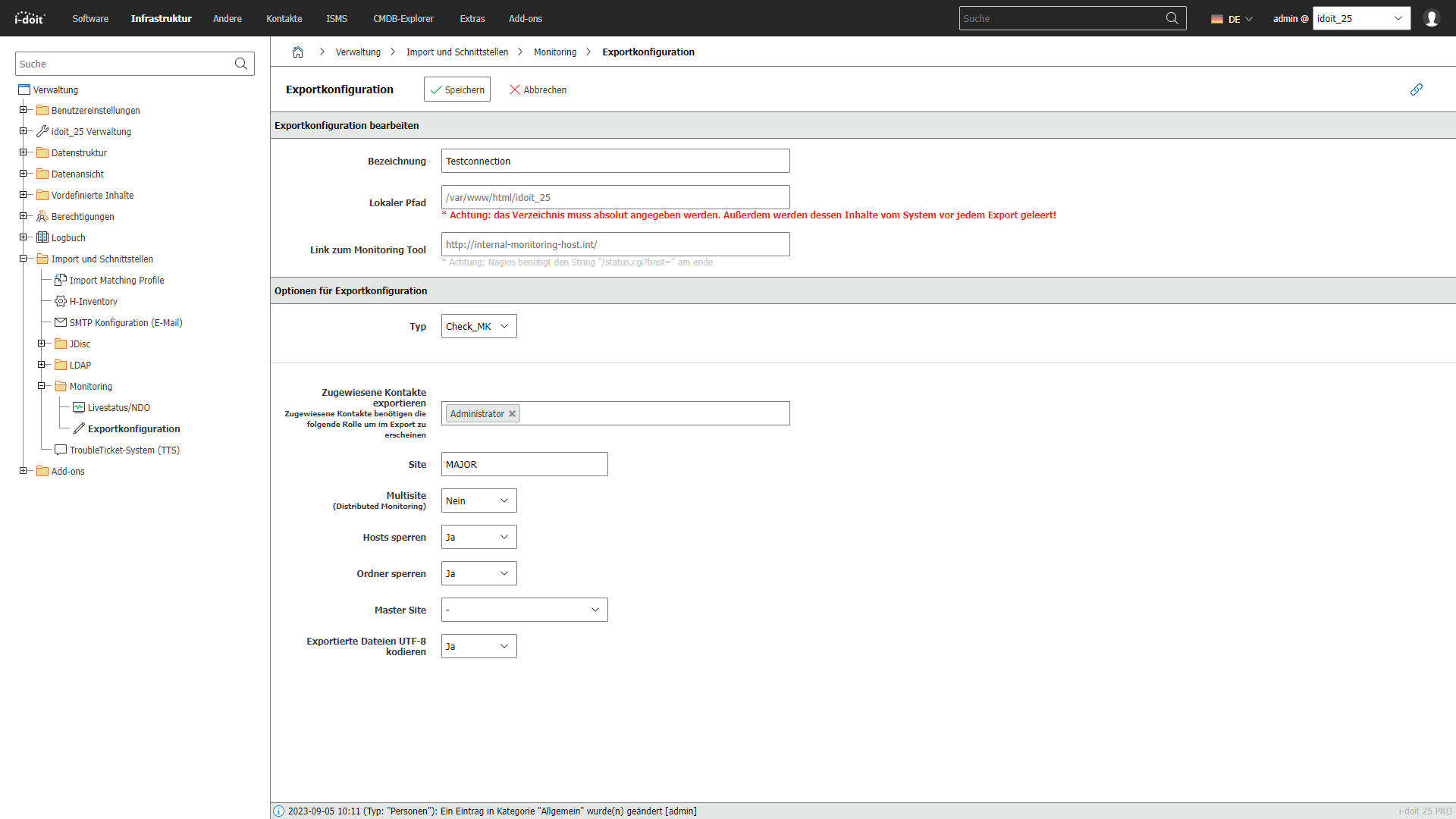 Export Konfiguration