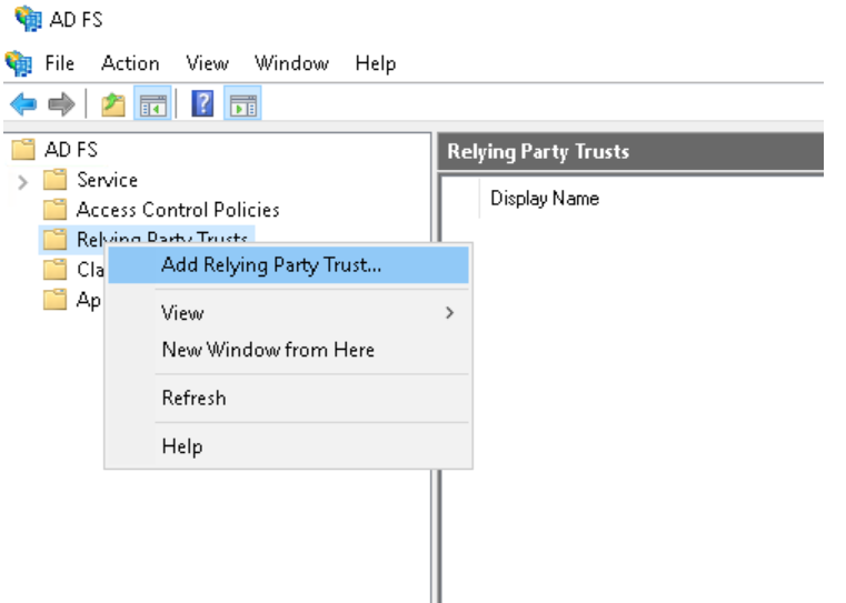 Add Relying Party Trust