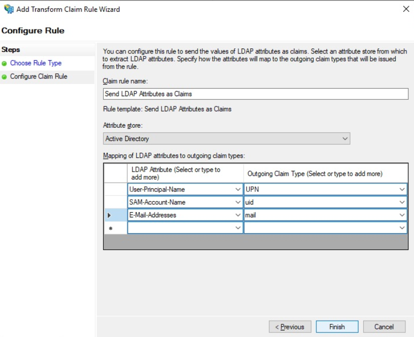 Configure claim rule