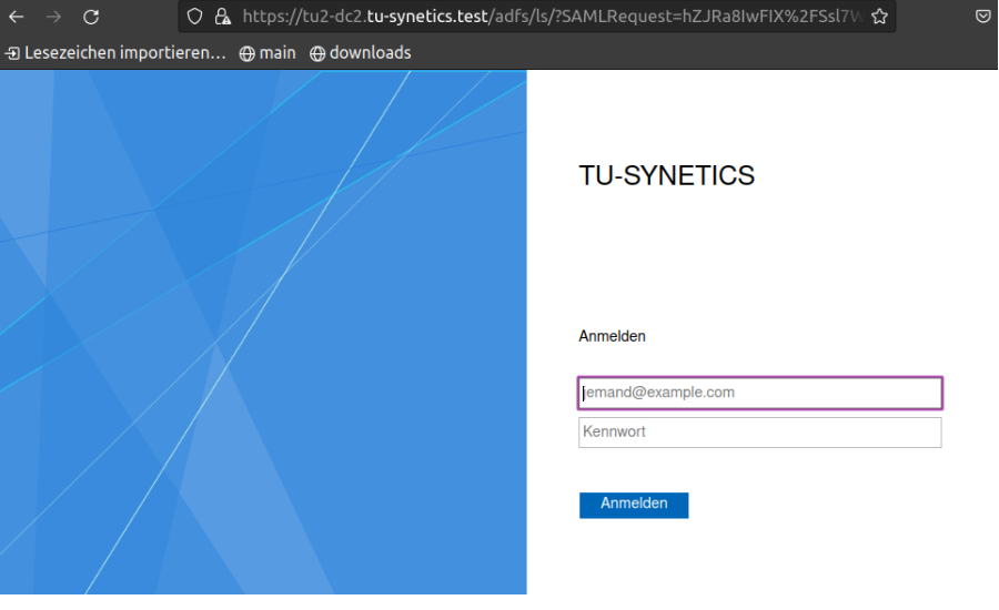 Login page