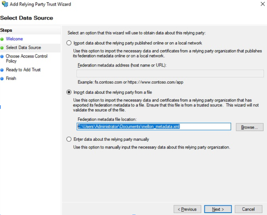 Select data source