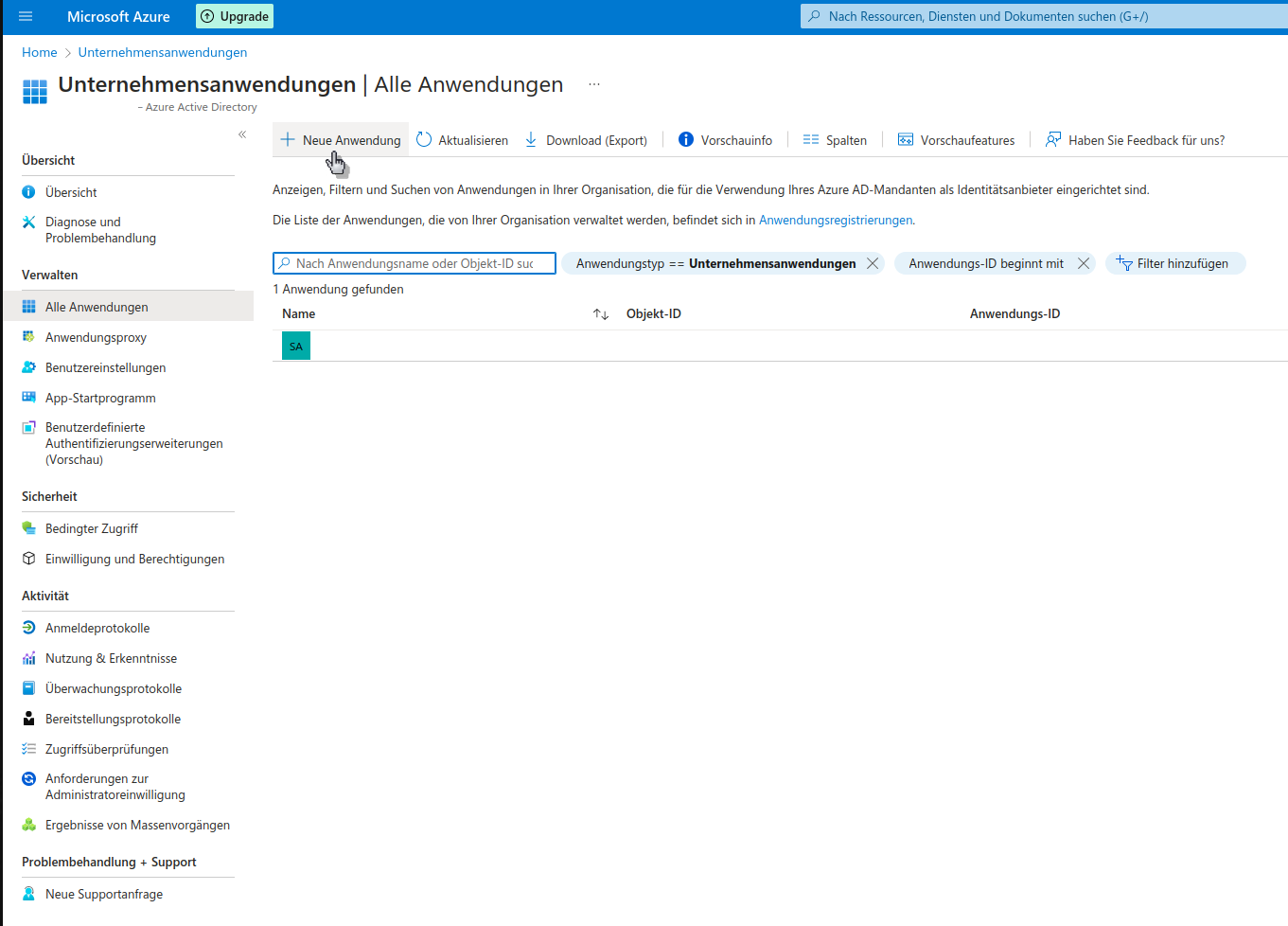 Azure-AD-Unternehmensanwendung