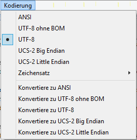 Kodierung im Notepad++