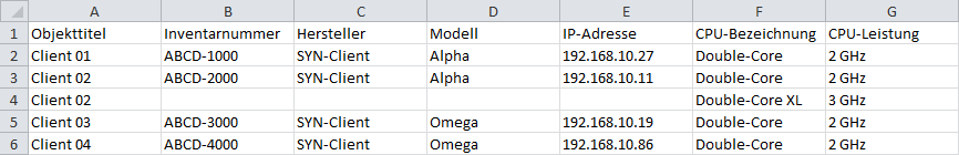 Aufbau einer CSV
