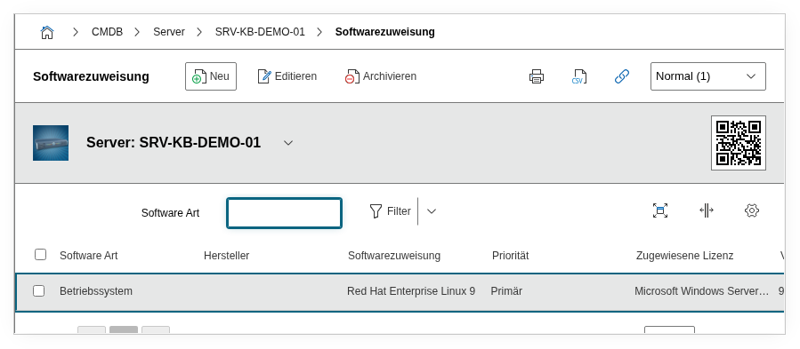 Softwarezuweisung