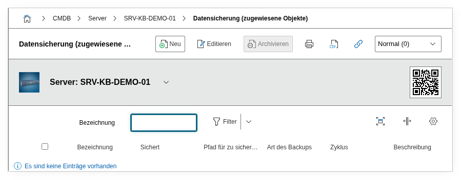 Backup (zugewiesene Objekte)