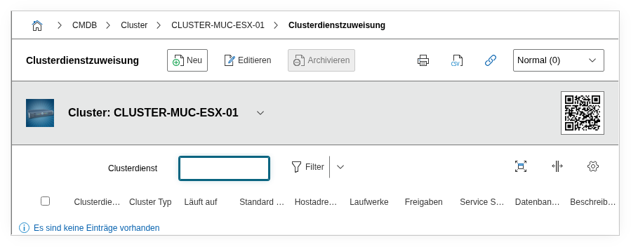 Cluster Dienstzuweisung