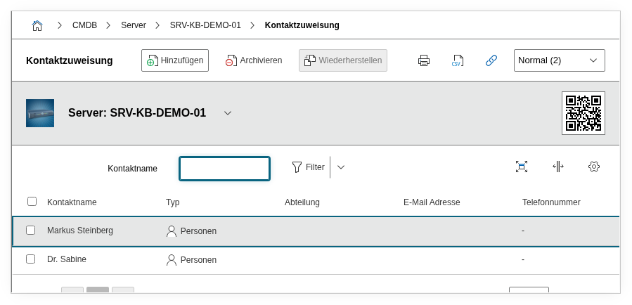 Kontaktzuweisung