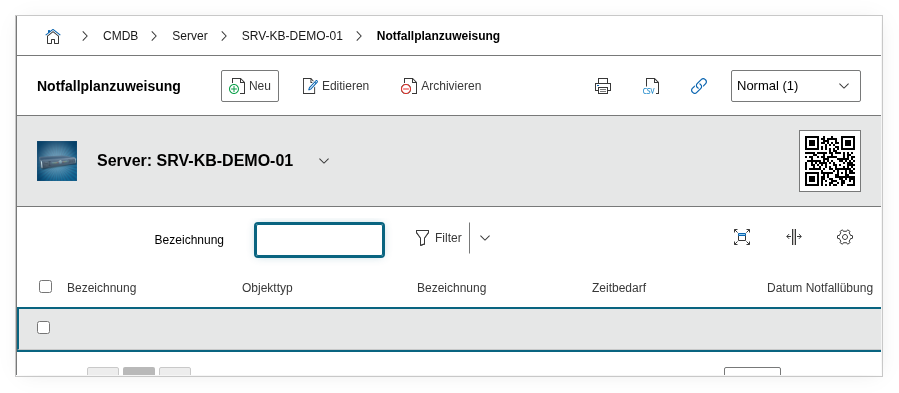 Notfallplanzuweisung
