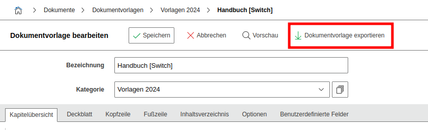 Dokumentvorlage exportieren