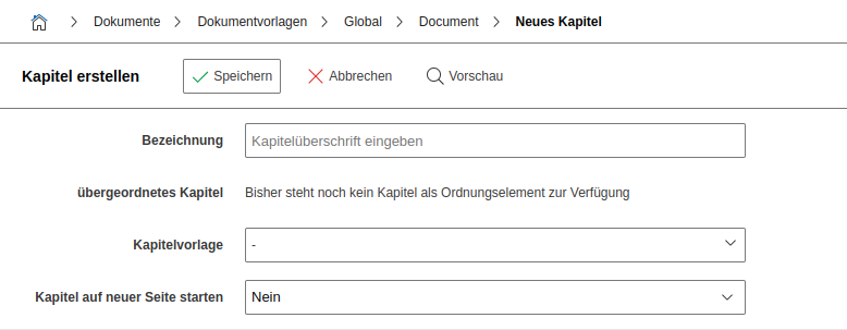 Kapitel im Dokument erstellen