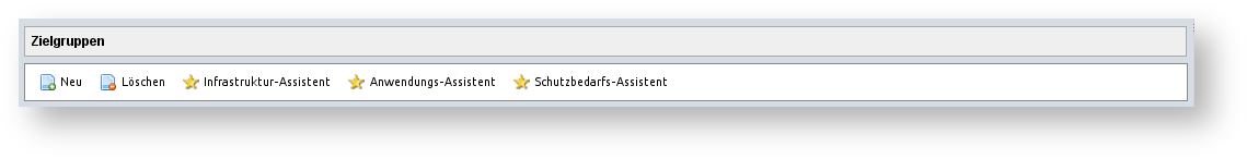 Aktions- und Navigationsleiste der Zielgruppen