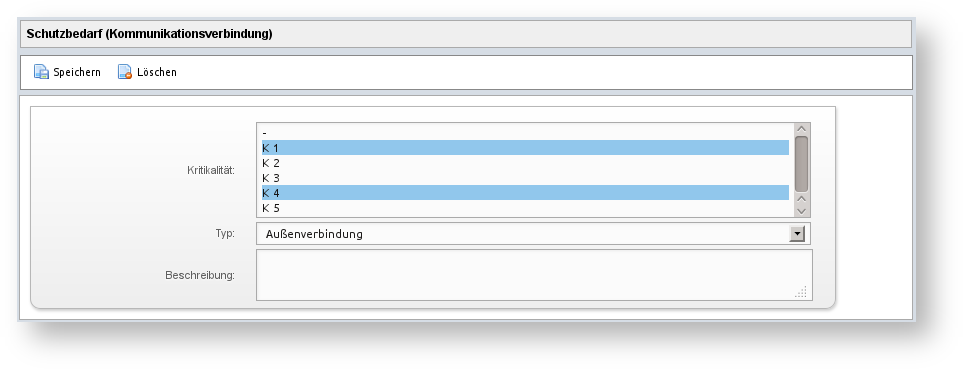 Schutzbedarf einer Kommunikationsverbindung bearbeiten