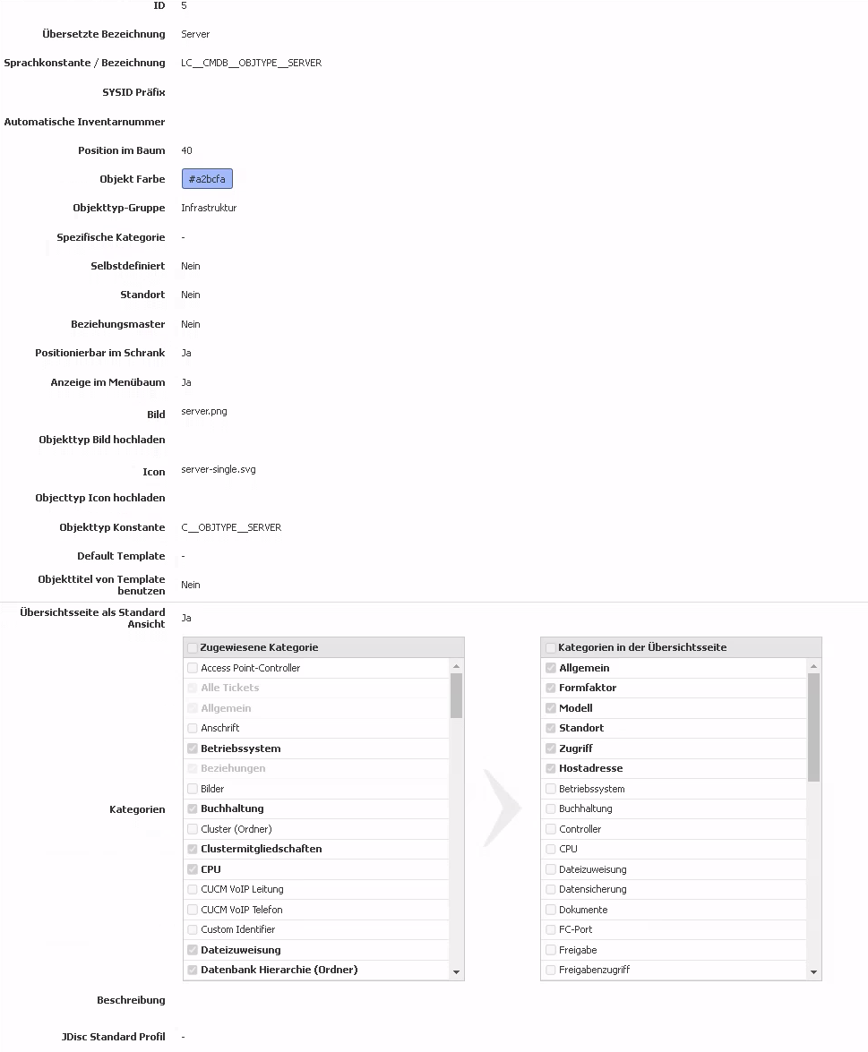 Object-type-configuration