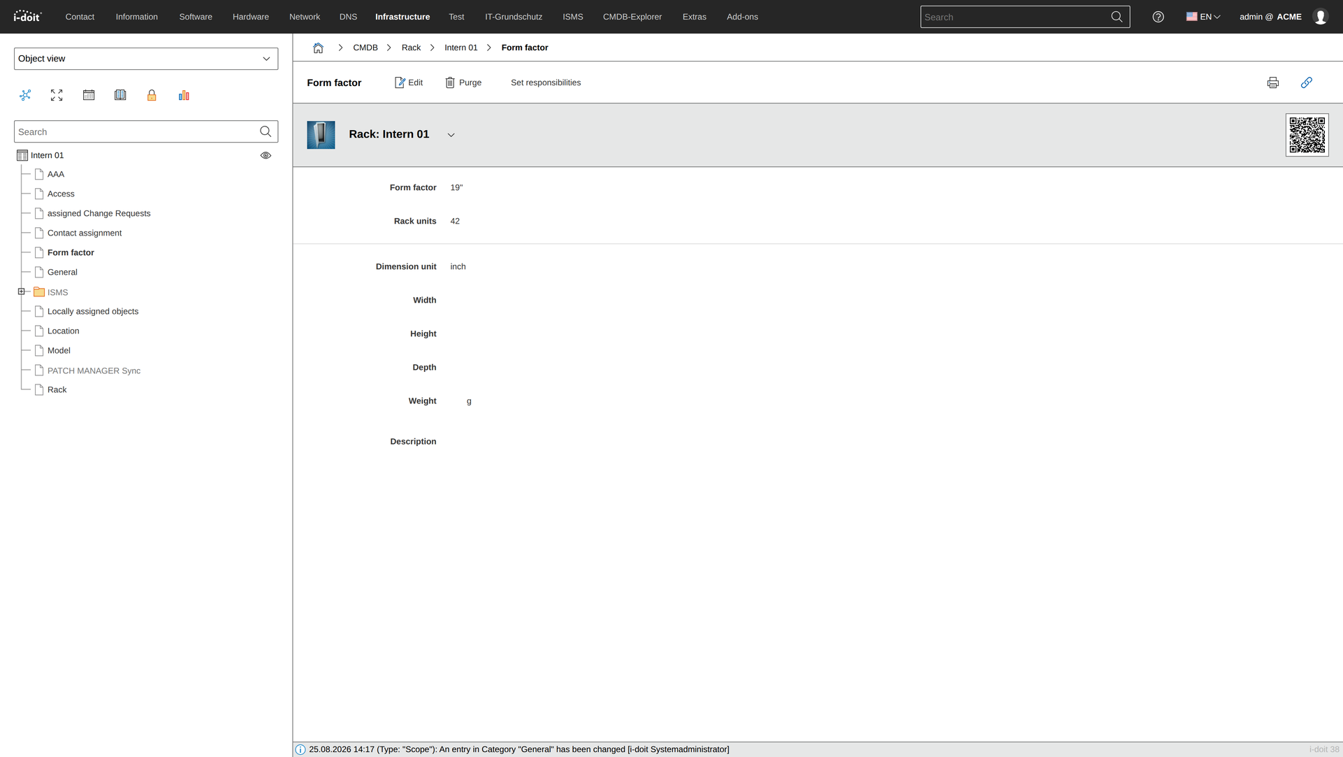 Editing rack attributes