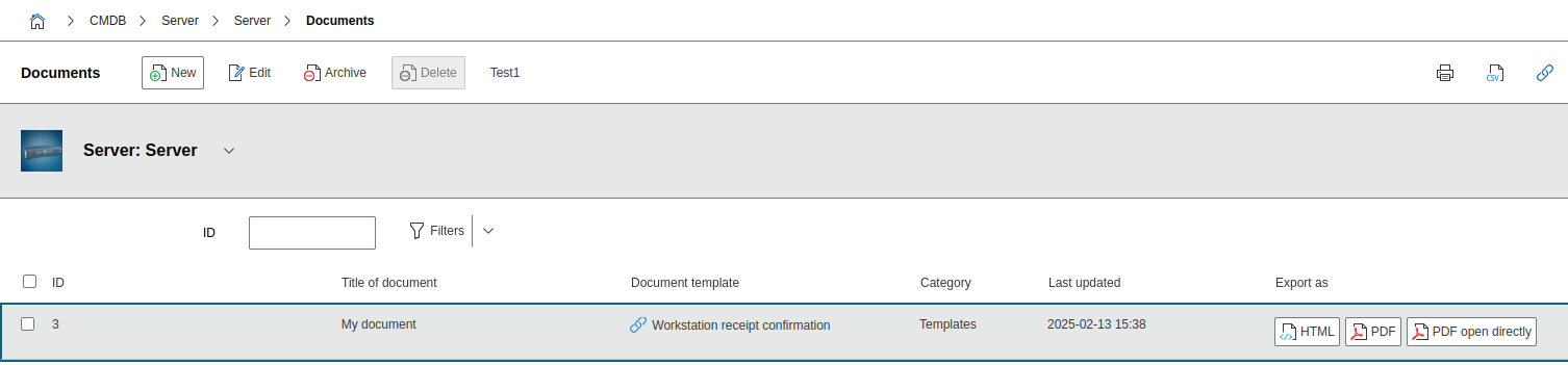 Create documents in the "Documents" category