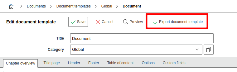 Export and import templates