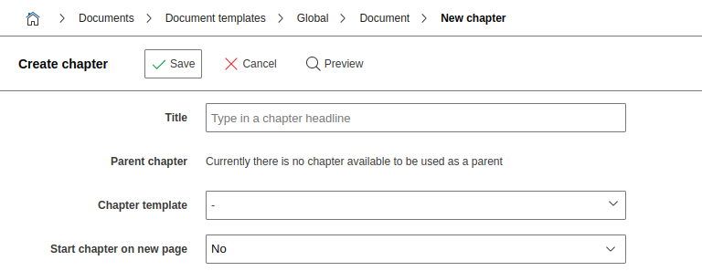 Create chapter in document