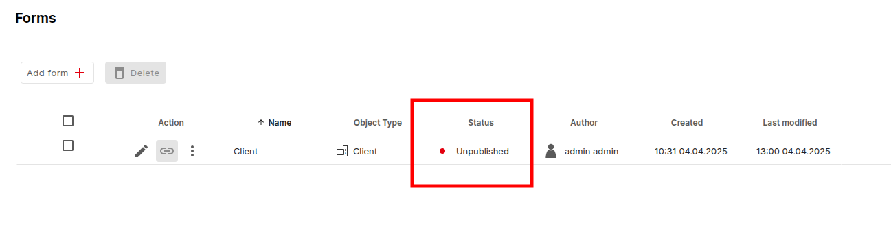 publish status