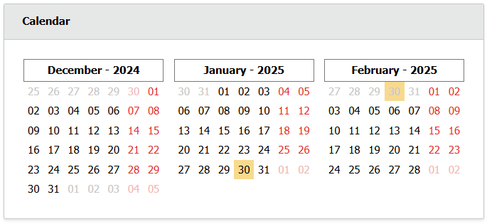 calendar widget