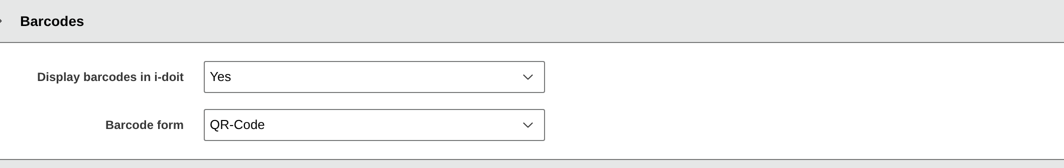QR code or barcode configuration