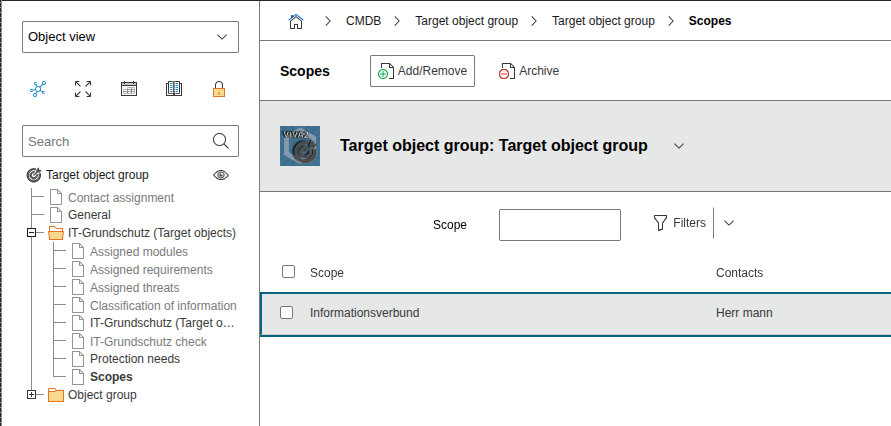 Target object groups