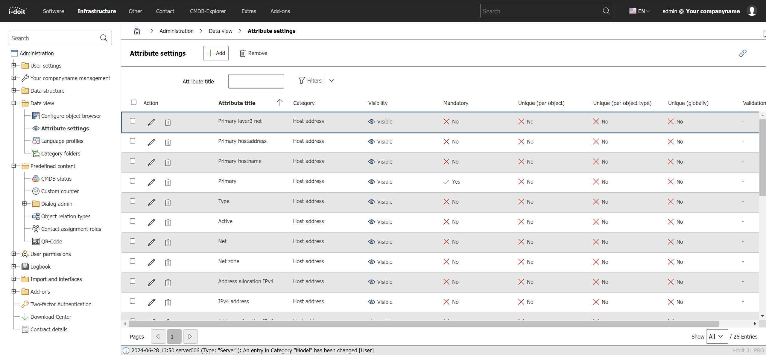 Attribute Settings