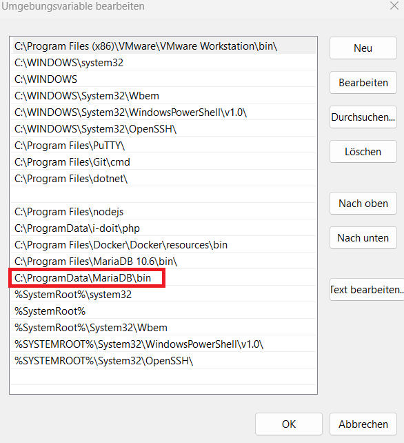 Environment variables